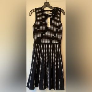 Eliza J fit and flare sleeveless Jacquard dress, NWT, Sz small, black and white